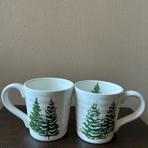 Maxcera set of 2 Christmas Mugs New Evergreen Trees Ceramic - Picture 3 of 5